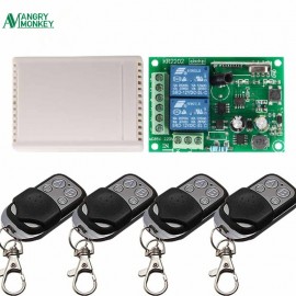 433Mhz Universal Wireless Remote Control Switch AC 85V 250V  2 Channel Receiver Switch  and  RF 433 Mhz  4 Keys Remote Control