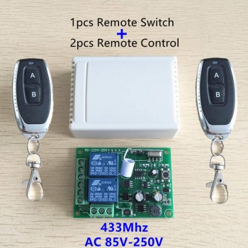 433Mhz Universal Wireless Remote Control Switch AC 220v 110V 120V 2CH Relay Receiver Module and 2pcs RF 433 Mhz Remote Controls