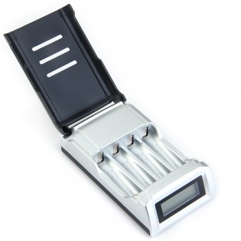 Hot quality 4 Slots LCD Display Smart Intelligent Battery Charger for AA / AAA NiCd NiMh Rechargeable Batteries EU Plug#8175