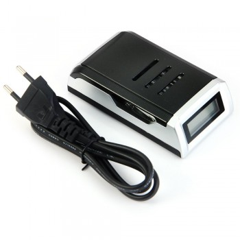 Hot quality 4 Slots LCD Display Smart Intelligent Battery Charger for AA / AAA NiCd NiMh Rechargeable Batteries EU Plug#8175
