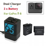 TELESIN 2 Pcs 1220mAh Battery + Dual Charger Seat double Charge for gopro hero 5 Hero 6 7 Black GoPro Camera Accessories