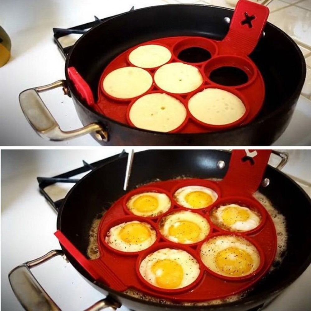 7 Holes Silicone Mold Pancake Maker Nonstick Egg Ring Maker Kitchen Accessories Snack Cake Mold Cooking Baking Tools