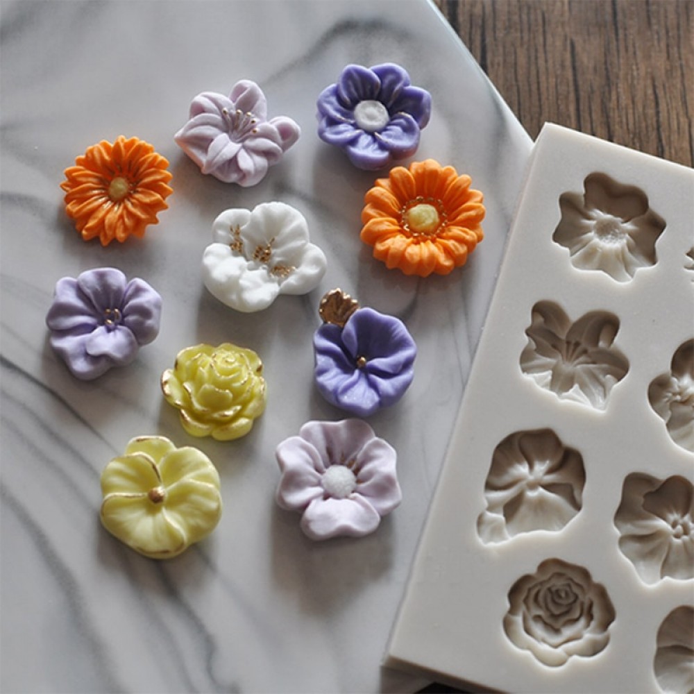 3D Sunflower Rose Flowers Silicone Cake Border Decoration Sugarcraft Cake Mold Polymer Clay Crafts DIY