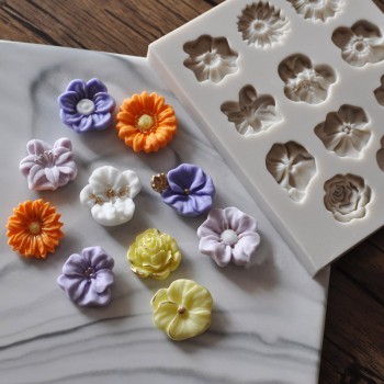 3D Sunflower Rose Flowers Silicone Cake Border Decoration Sugarcraft Cake Mold Polymer Clay Crafts DIY