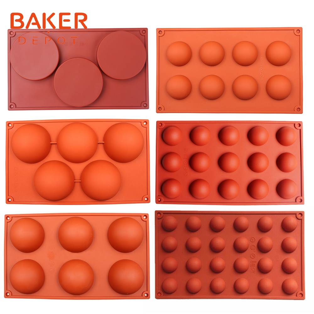 BAKER DEPOT silicone mold for chocolate baking round silicone cake pastry bakeware form pudding jello soap mold bread candy mold