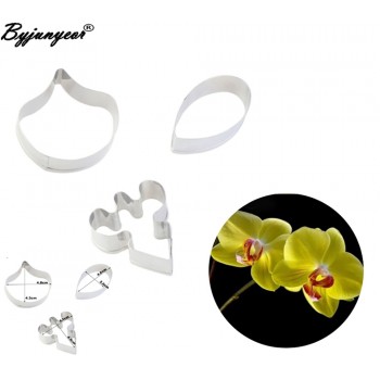 Orchid Phalaenopsis Flower Petal Veiner Silicone Molds Stainless Steel Cutter Mold Set Fondant Cake Decorating Tool  CS150