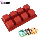 CAKEHOUD 8 holes Small Square 3D Shape Non-Stick Silicone Cake Mold for Baking DIY Jelly Muffin Mousse Ice-creams Chocolate Tool