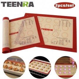 TEENRA 2Pcs/set Non-stick Macaron Baking Mat Silicone Mats Baking Liner Heat-resistant Baking Sheet Set Pastry Tools