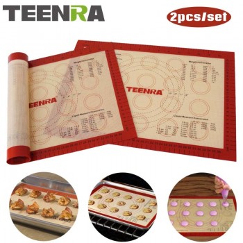 TEENRA 2Pcs/set Non-stick Macaron Baking Mat Silicone Mats Baking Liner Heat-resistant Baking Sheet Set Pastry Tools