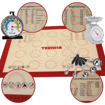 TEENRA 2Pcs/set Non-stick Macaron Baking Mat Silicone Mats Baking Liner Heat-resistant Baking Sheet Set Pastry Tools