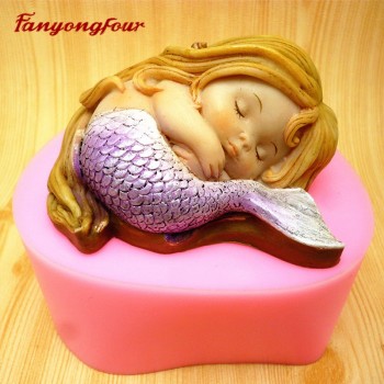3D Silicone Molds Mermaid Cakes Molds Sugar Glue Mortar Molds Chocolate Candy Cake Decoration Tools