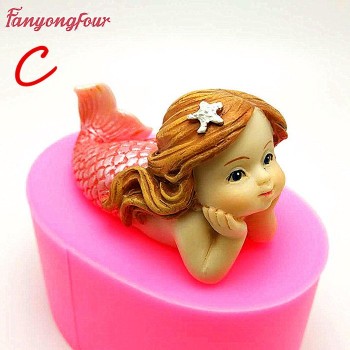 3D Silicone Molds Mermaid Cakes Molds Sugar Glue Mortar Molds Chocolate Candy Cake Decoration Tools