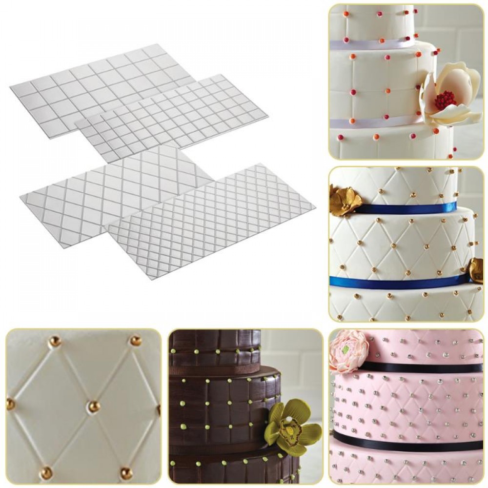 DIY Cake Plastic Transparent Texture Lattic Mat Cake Border Decorating Tools Cake Mold Fondant Gumpaste Stencil Molds Moulds