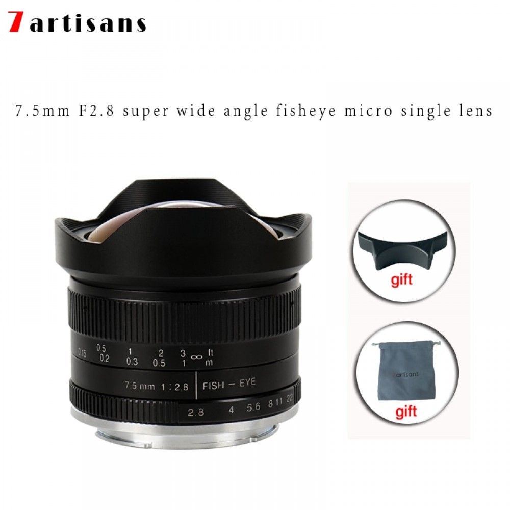 7artisans 7.5mm f2.8 fisheye lens 180 APS-C Manual Fixed Lens For E Mount Canon EOS-M Mount Fuji FX Mount Hot Sale Free Shipping