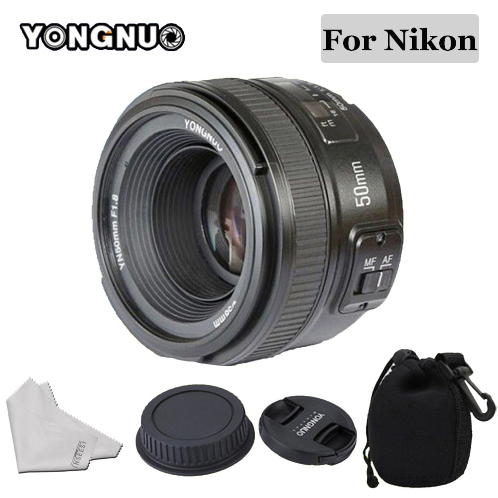 YONGNUO 50mm Lens YN50MM F1.8 Large Aperture Auto Focus Lens for Nikon D5300 D3400 D3200 D3100 D7200 D800 D300 D700 DSLR Camera