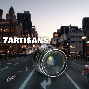 7artisans 25mm / F1.8 Prime Lens for E Mount / for Fujifilm Cameras A7 A7II A7R A7RII X-A1 X-A10 X-A2 + Vented Metal Lens Hood