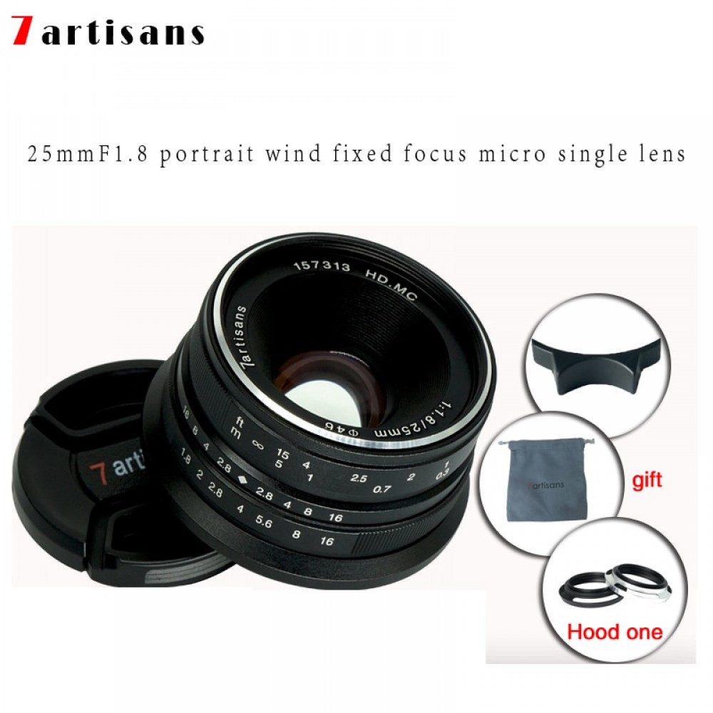 7artisans 25mm f1.8 Prime Lens to All Single Series for E Mount Canon EOS-M Mout  Micro 4/3 Cameras A7 A7II A7R   Free Shipping
