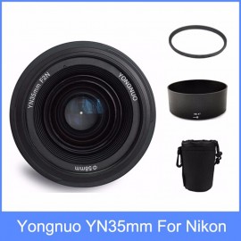 Yongnuo YN35mm F2 lens Wide-angle Large Aperture Fixed Auto Focus Lens + 58mm UV filter +lens bag +  Lens Hood For Nikon