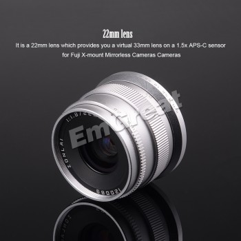 Zonlai 22mm F1.8 Manual Prime Lens for Sony E-mount for Fuji for Micro 4/3 a6300 a6500 X-A1 X-A2 X-M1 G1 G2 G3 Mirrorless Camera