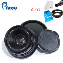 Pixco 25mm F1.8 HD.MC Lens for Sony Nex Camera Micro Four Thirds M4/3 Cameras + Lens cleaning cloth + pen+ lens hood+ cloth bag