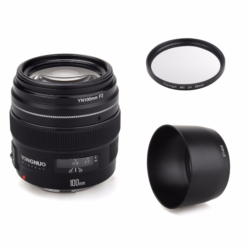 YONGNUO YN100mm 100mm F2 Large Aperture AF/MF Medium Telephoto Prime Lens Fixed Focus Lens for Canon for Nikon DSLR EOS Camera