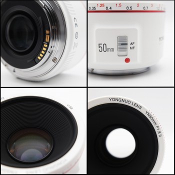 White YN50mm F1.8 II Large Aperture Auto Focus Lens YONGNUO for Canon Bokeh Effect Camera Lens for Canon EOS 70D 5D2 5D3 DSLR