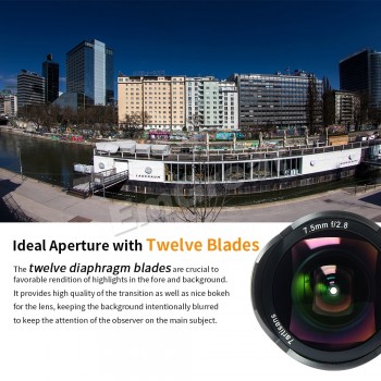 7artisans 7.5mm F2.8 F/2.8 Fisheye Lens 180 Degree Angle Apply to All Single Series for E Mount /for Micro 4/3 Mirrorless Camera
