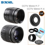 FUJIAN 35mm F1.7 CCTV Movie lens+50mm f1.4 TV Lens C Mount for Sony E Mount Nex-5T Nex-6 Nex-7 Nex-5R A6300 A6100 A6500 A5100