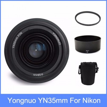 Yongnuo yn35 YN35mm F2 lens Wide-angle Large Aperture Fixed Auto Focus Lens +   Lens Hood +lens bag + 58mm UV filter For Nikon