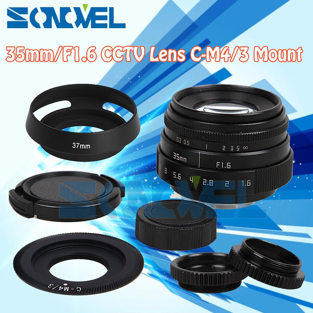 Fujian 35mm F1.6 CCTV Lens C Mount+Hood For Olympus Panasonic Micro 4/3 M4/3 G7 G10 GH3 GH2 GH1 GX1 GF6 GF3 EPL5 EPM1 OM-D EM10