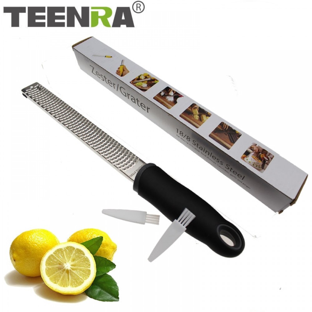 TEENRA Cheese Zester Microplane Stainless Steel Lemon Chocolate Grater Slicer Ginger Citrus Zester Protective Cover Kitchen Tool