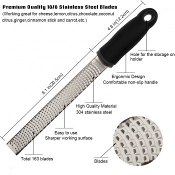 TEENRA Cheese Zester Microplane Stainless Steel Lemon Chocolate Grater Slicer Ginger Citrus Zester Protective Cover Kitchen Tool
