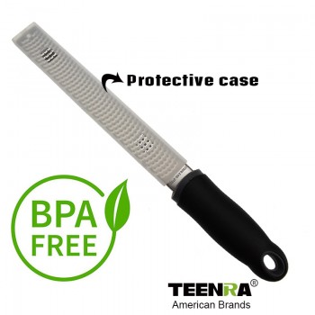 TEENRA Cheese Zester Microplane Stainless Steel Lemon Chocolate Grater Slicer Ginger Citrus Zester Protective Cover Kitchen Tool