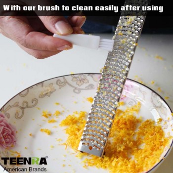 TEENRA Cheese Zester Microplane Stainless Steel Lemon Chocolate Grater Slicer Ginger Citrus Zester Protective Cover Kitchen Tool
