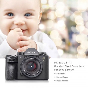 Meike 50mm F1.7 Manual Focus Lens for Sony Full Frame E-mount Mirrorless Camera A6300 A6000 A6500 NEX3 NEX7 A7 A7II A7RIII