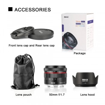 Meike 50mm F1.7 Manual Focus Lens for Sony Full Frame E-mount Mirrorless Camera A6300 A6000 A6500 NEX3 NEX7 A7 A7II A7RIII