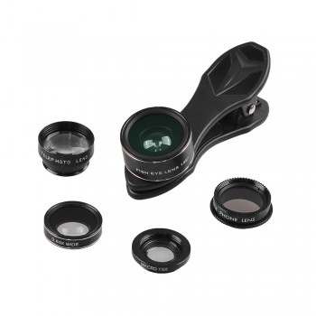 APEXEL APL-DG5H 5 in 1 Cellphone Lens Kit  Fisheye Lens 0.63X Wide Angle Lens CPL Lenses for iPhone Samsung Huawei Xiaomi