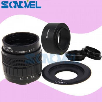 FUJIAN 35mm F1.7 CCTV Movie lens+C Mount+Macro ring+hood for Panasonic Micro 4/3 m4/3 GF2 GF3 GF5 GF6 GX1 GX7 GX8 G5 GH1 GH2 GH5