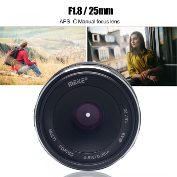 Meike 25mm F1.8 Large Aperture Wide Angle Lens Manual Focus Lens for Panasonic Olympus M4/3-mount Mirrorless Cameras with APS-C