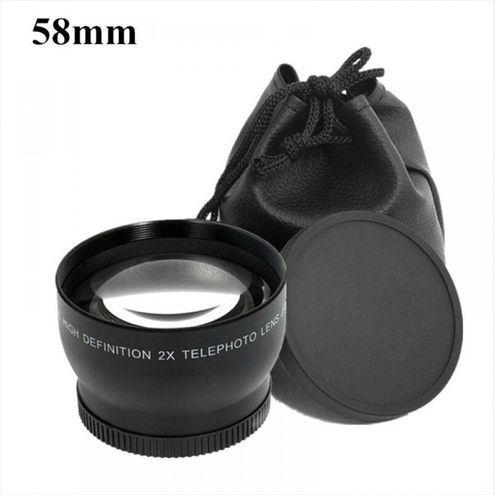58mm Telephoto Lens 2.0X 58 2X Optical Tele Lenses Bag Cap 62mm  for Canon EOS 350D 400D 450D 500D 1000D 550D 600D 1100D 1pcs