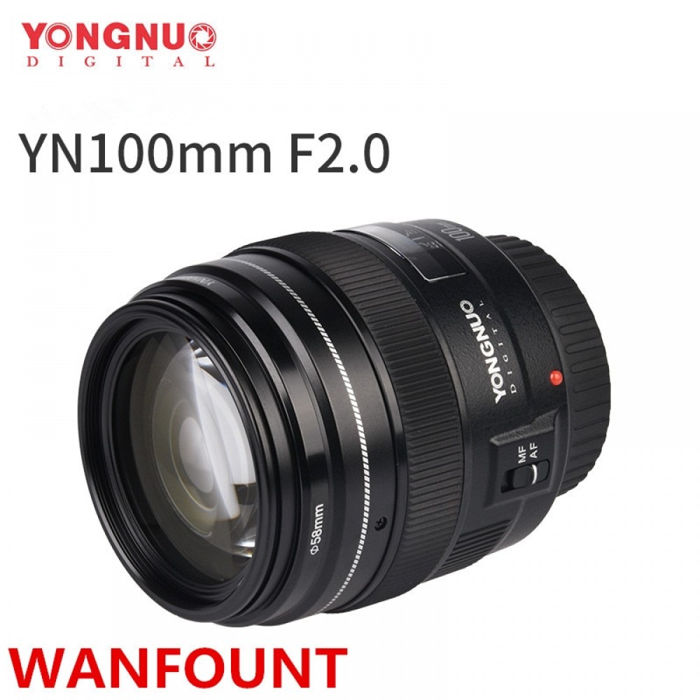 OUTMIX NEW Yongnuo 100mm Medium Telephoto Prime YN100mm F2 Lens for Cano* EOS Rebel Camera AF MF