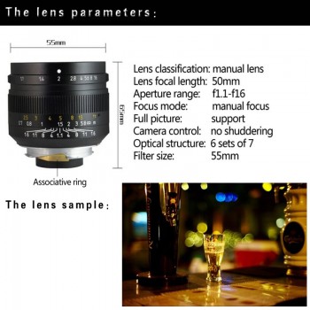 Original 7artisans 50mm F1.1 M Mount Fixed Lens for Leica M-Mount Cameras M-M M240 M3 M6 M7 M8 M9 M10