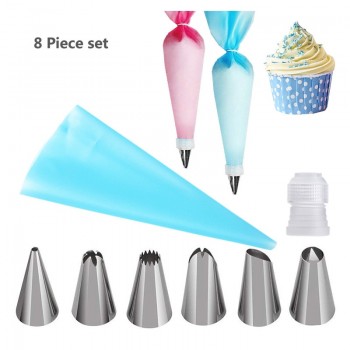 8Pcs/Set Stainless Steel Pastry Nozzles for Cream with Pastry Bag Cake Decorating Icing Piping Confectionery Baking Tools Set
