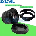 Black 25mm F/1.8 HD MC Manual Focus Wide Angle Lens+Hood for Sony E Mount A7 A7R A7S A7RII A7SII A6300 A6500 NEX-7 NEX-6 NEX-5R