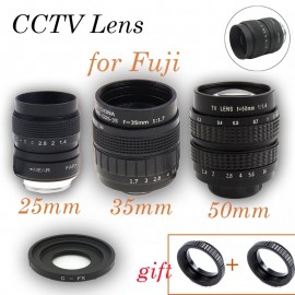 Fujian 3in1 25mm F1.4 35mm f1.7 50mm Movie CCTV Lens C-FX Mount Ring KIT for Fuji Fujifilm X-E2 X-E1 X-Pro1 X-M1 X-A2 X-A1 X-T1