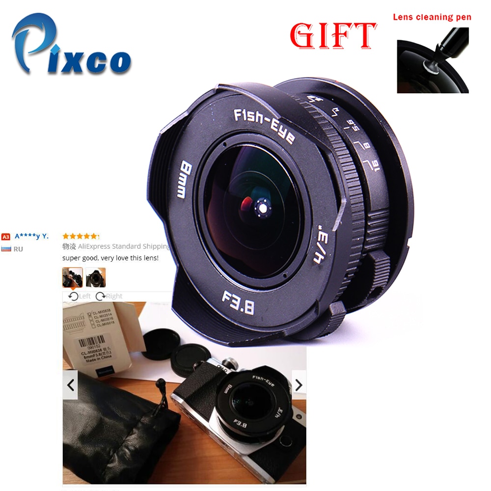 8mm F3.8 +Gift Suit For Micro Four Thirds Mount Camera Fish-eye C mount Wide Angle Fisheye Lens Focal length Fish eye Lens