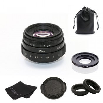 Fujian 35mm F1.6 camera CCTV  Lens C Mount+Lens Hood for Nikon 1 J5 S2 J4 V3 AW1 S1 J3 V2 J2 J1 V1  shipping free
