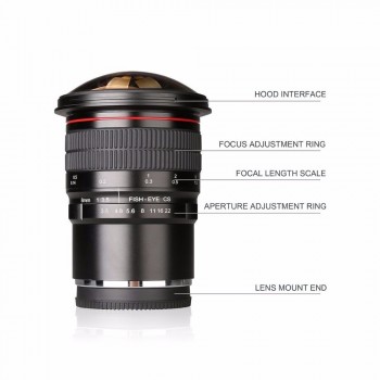 Meike 8mm f/3.5 Ultra Wide Fisheye Len for Fuji X-T3 X-E3 X-T1 X-T2 X-T10 X-T20 X-A2 Cameras with APS-C/Full Frame+Free Gift