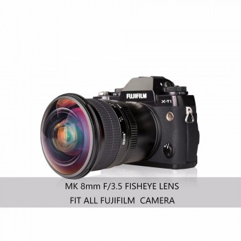 Meike 8mm f/3.5 Ultra Wide Fisheye Len for Fuji X-T3 X-E3 X-T1 X-T2 X-T10 X-T20 X-A2 Cameras with APS-C/Full Frame+Free Gift