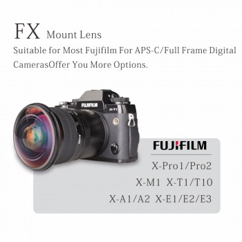 Meike 8mm f/3.5 Ultra Wide Fisheye Len for Fuji X-T3 X-E3 X-T1 X-T2 X-T10 X-T20 X-A2 Cameras with APS-C/Full Frame+Free Gift